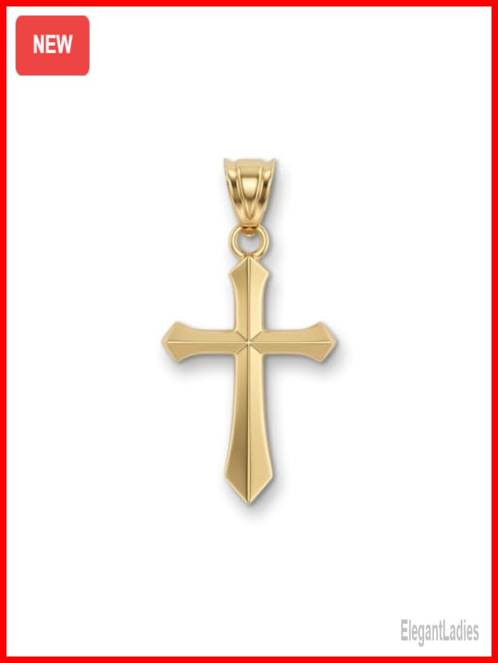 14K Yellow Gold Angled Cross Pendant Double-Bonded Handcrafted USA